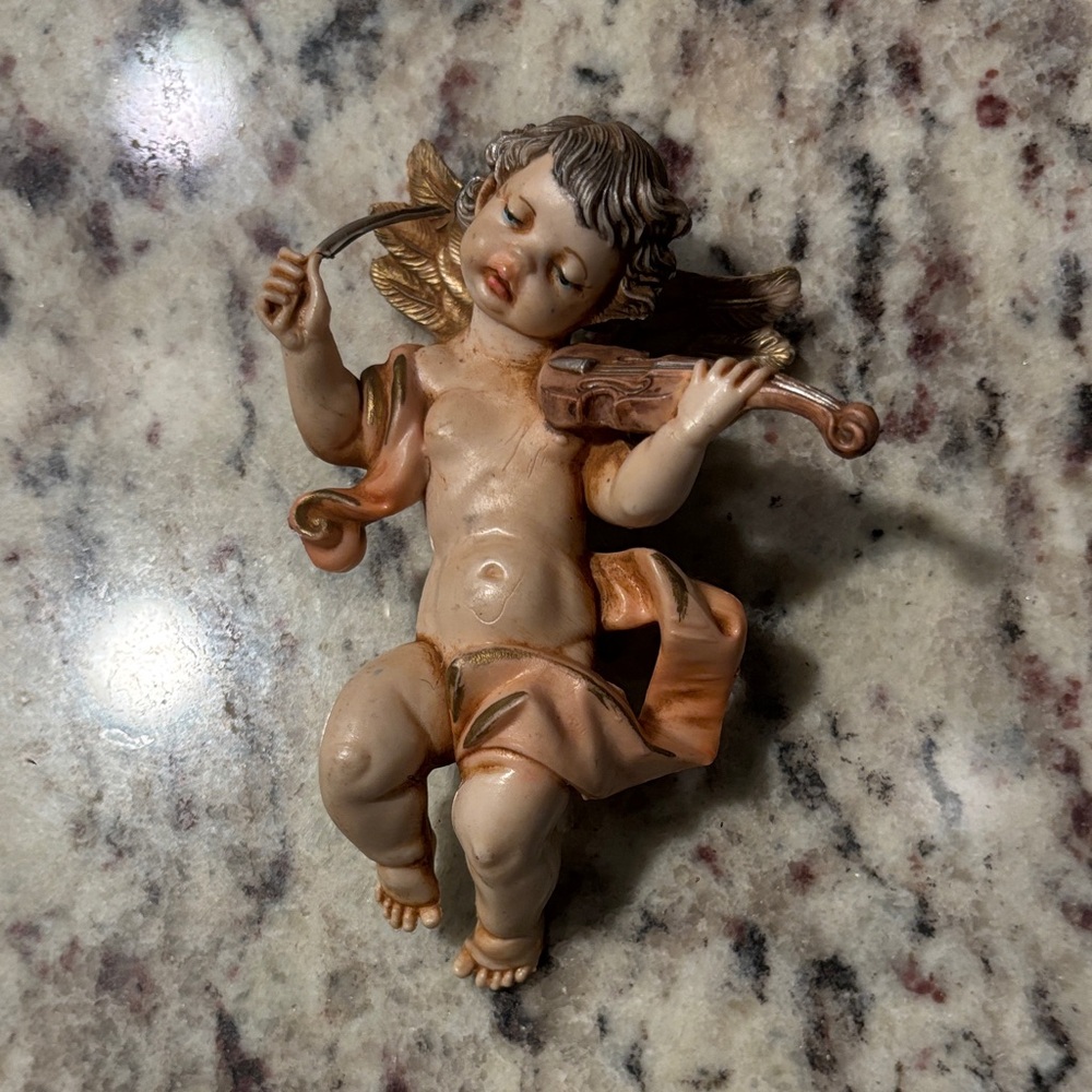 Vintage Cherub Angel Ornament Depose Italy Plastic Vtg Christmas Figurine Baby